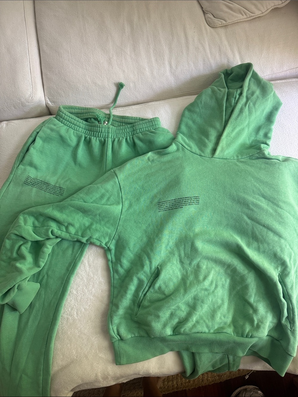 Pangaia Green Hoodie and Sweatpants Set - Mint Green Lounge Set